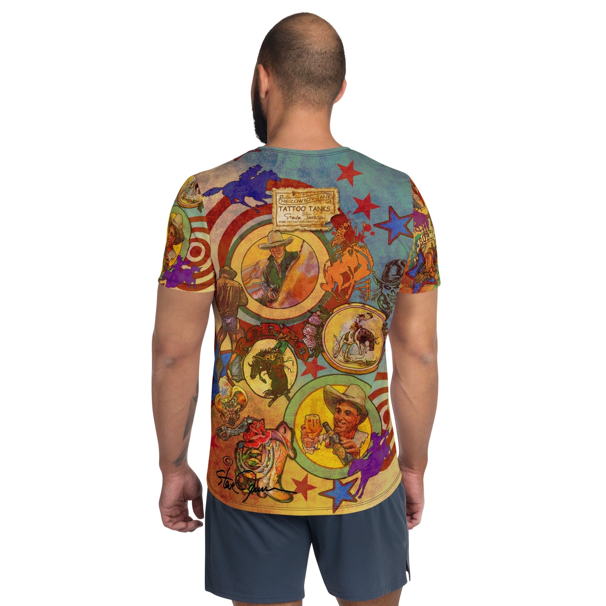 "COWBOY TATTOO" ATHLETIC TEE FOR MEN
