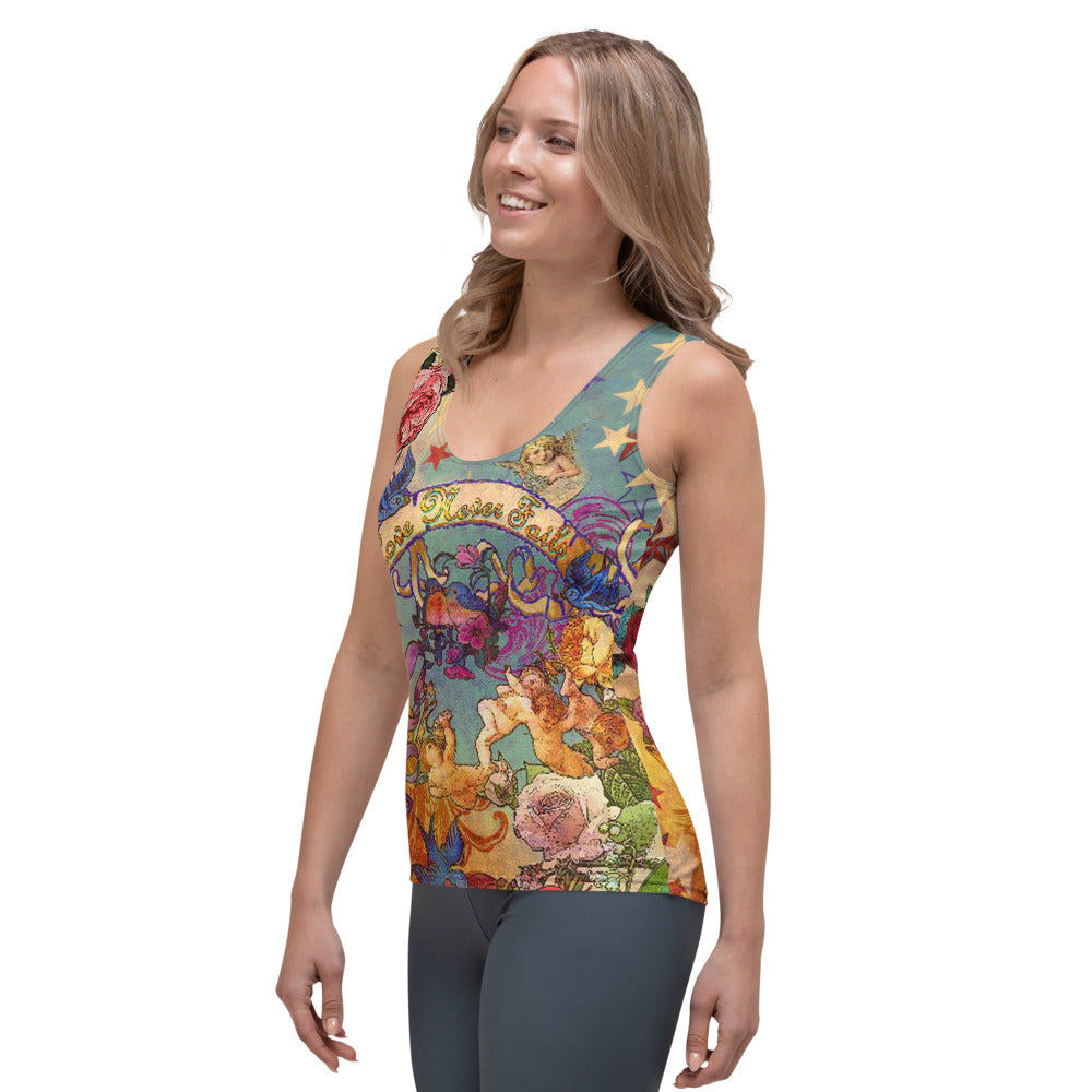 "THE LOVE NEVER FAILS TATTOO TANK" for women